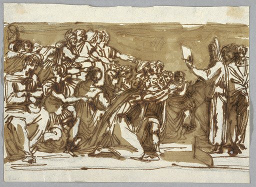 Moses Shows the Tables of Law to the Israelites, after Perino del Vaga