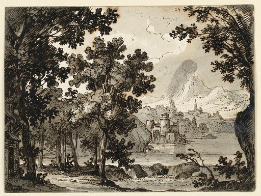 Stage Design: Landscape with Hut, for the Opera La Straniera