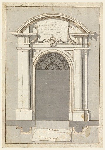 Design for a door with arched pediment