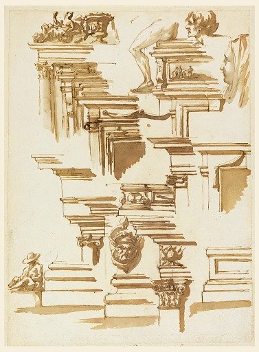 Architectural details; human figures
