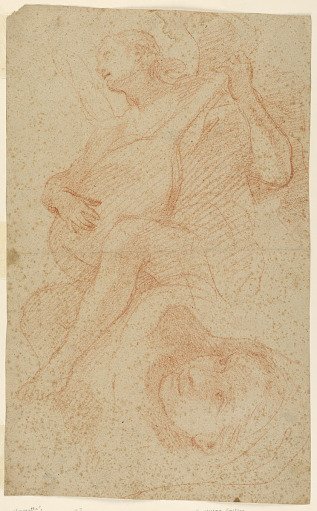 Angel Playing Lute; Verso Angels with Cross