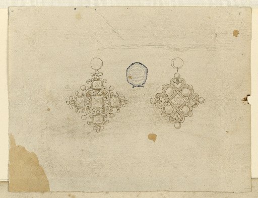 Design for Two Pendants with Diamonds and Pearls