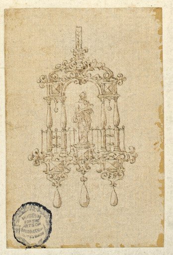 Design for pendant with female allegory