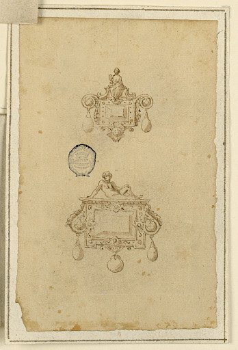 Design for Two Brooches Depicting a Man and Woman