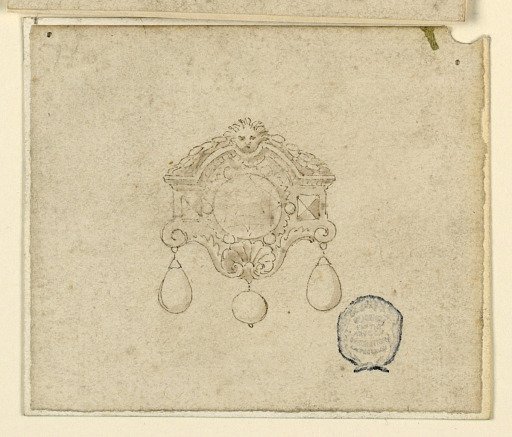 Design for Brooch with Gems and Hanging Diamonds