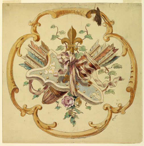 Design for the rest of a chair or a cushion, to be executed in tapestry
