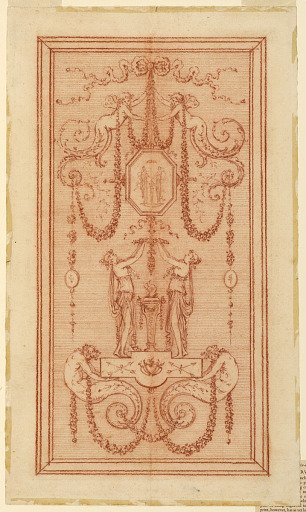 Design for a Decorative Panel (with Nymphs and Garlands)
