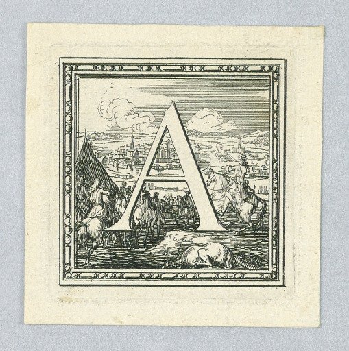 Figural Letter, Capital A from a Story of Louis XIV of France