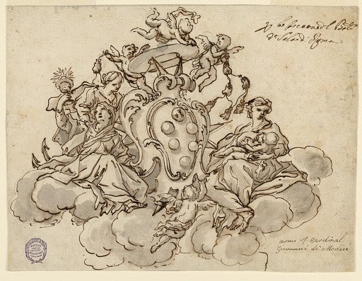 Design for a Ceiling (?) Painting with the Coat of Arms of Cardinal Francesco Maria de'Medici