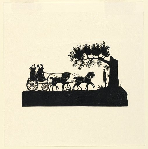 Carriage and Horses in Silhouette