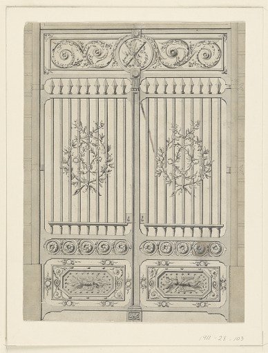 Design for the grillework entrance of Hotel du Gouverement at Metz, France