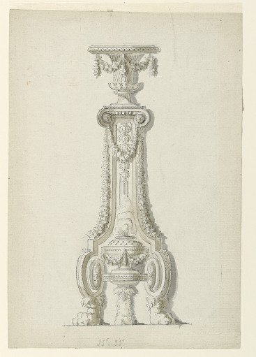 Design for a carved wooden flower stand