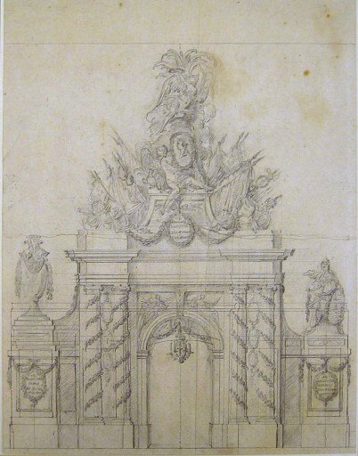 Design for a painted decoration in honor of a French general who had been governor of a crown prince