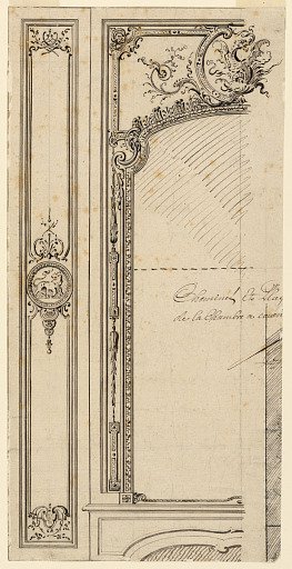 Design for Overmantel; recto, Plans of Moldings