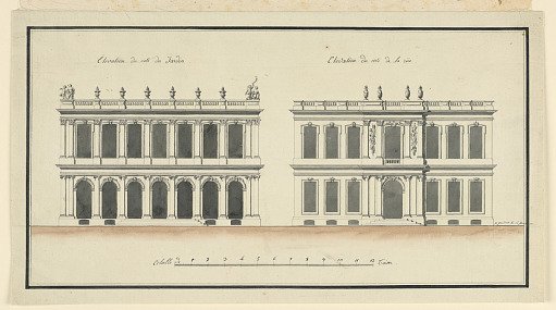 Garden and Street Elevations of a Small Palace
