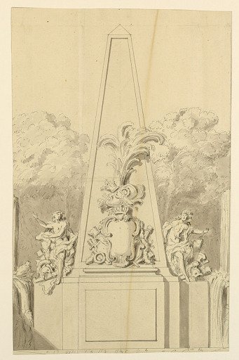 Design for a Monument flanked by Fountains