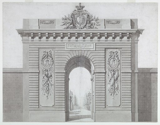 Design for a monumental gateway honoring the arrival of Marie Antoinette at Versailles