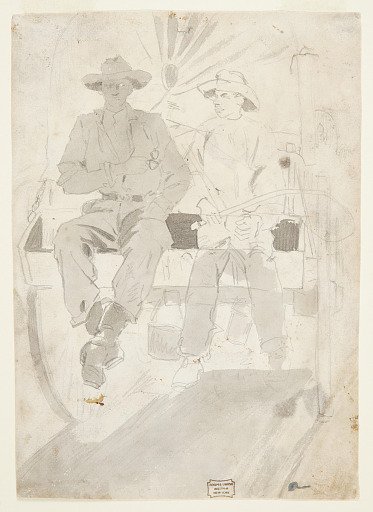 Two Men in an Army Wagon