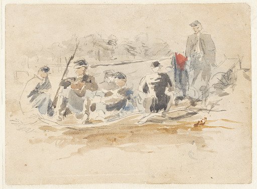 Soldiers Seated in a Group