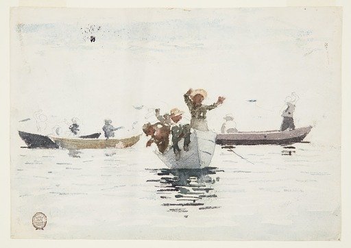 Four Rowboats with Children