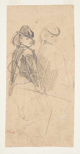 Two Studies of a Young Girl Looking Over Her Shoulder