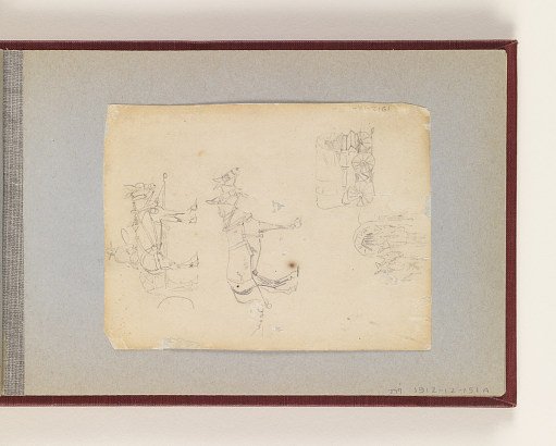 Four Small Sketches of Army Mules and Wagon