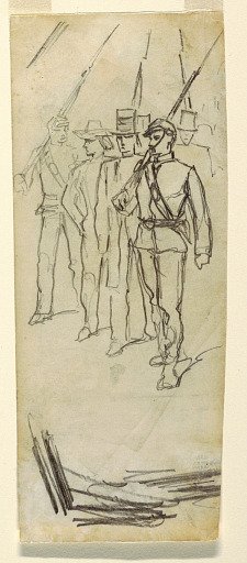 Soldiers Escorting Civilians