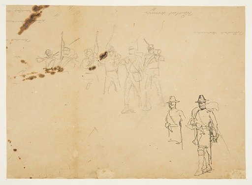 Sketches of Single Infantry Figures and Practice Signatures