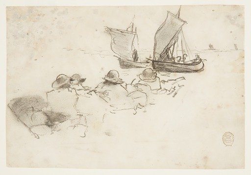 Two Fishing Boats with Sails, Cullercoats, England