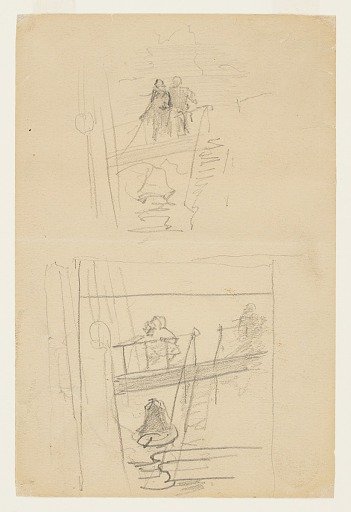 Sketches of Figures at Ships' Railings