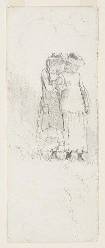 Two Young Girls in a Field