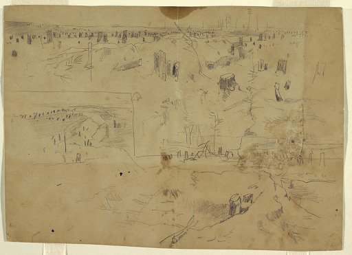 Studies of a Battlefield with Tree Stumps and Blasted Tree Trunks, Petersburg, Virginia.