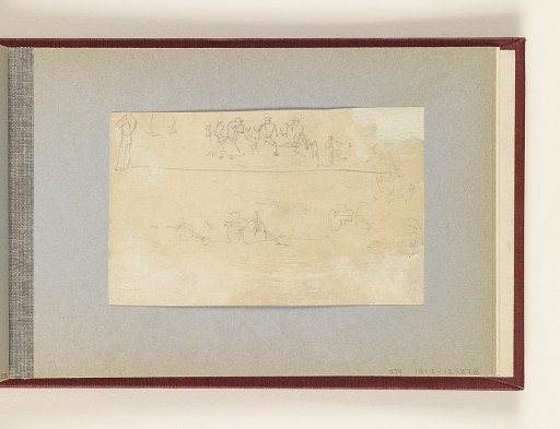 Outline Sketch of Artillery Horses and a Cannon