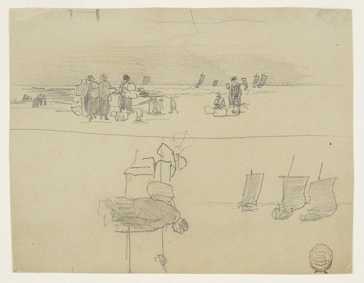 Beach Scene with Women Carrying Baskets, Cullercoats, England