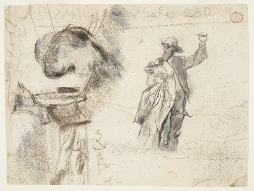 Two Studies of a Sailor with Raised Arm