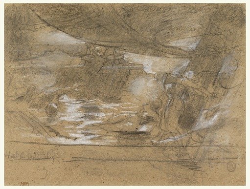 Ship Deck with Two Women Lashed to the Mast