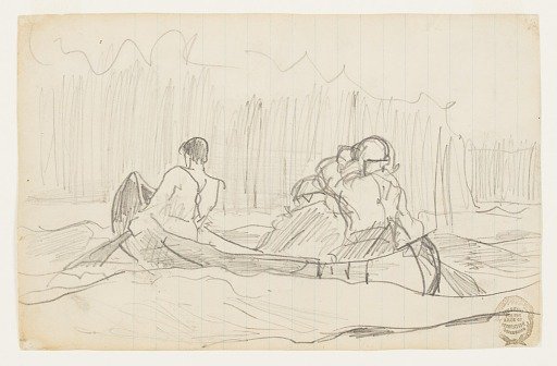 Canoe with Three Men