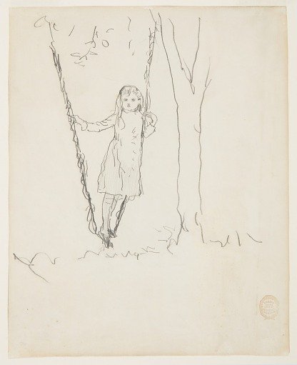 Girl Standing on a Swing