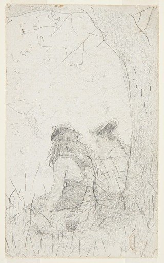 Two Girls Seated on a Bank