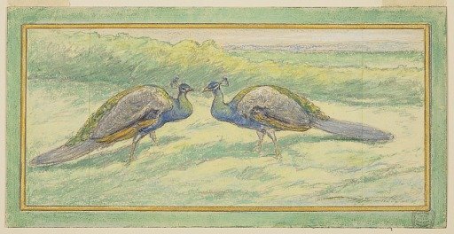 Two Peacocks in a Landscape