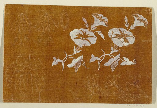 Designs for Embroidered or Woven Floral Motifs of the "Fabrique de St. Ruf," Finished and Unfinished