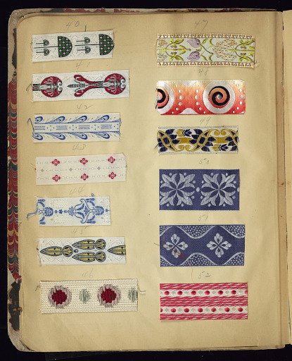 Scrapbook of ribbons and trimmings