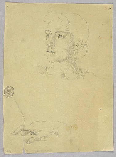Sketch of a Woman's Head and Hand