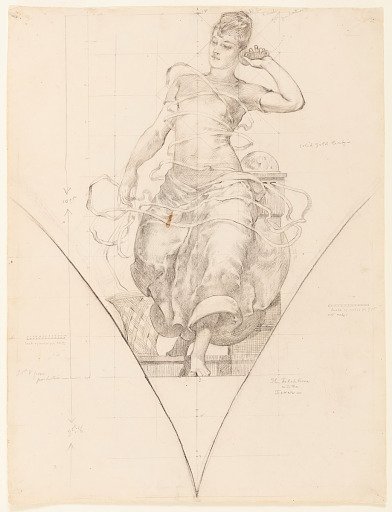 The Telephone and the Ticker, Study for "Electricity as Applied to Commerce," Manufactures and Liberal Arts Building, World's Columbian Exposition, Chicago, IL