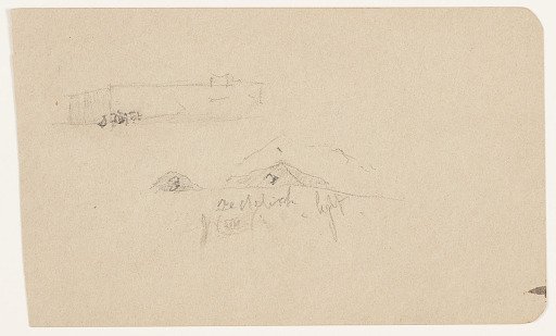 Sketches of a Building and Mountains, Mexico