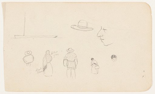 Sketches of Figures and a Boat, Mexico