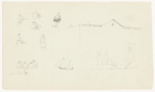 Figure and Architectural Sketches with a Boat