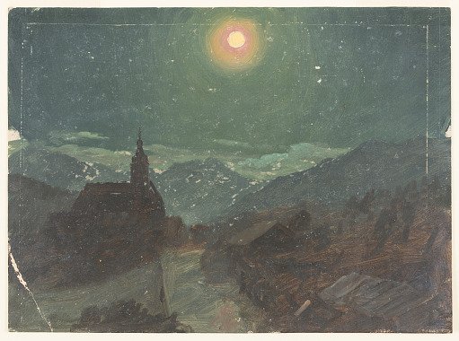 Moonlight over an Alpine Village