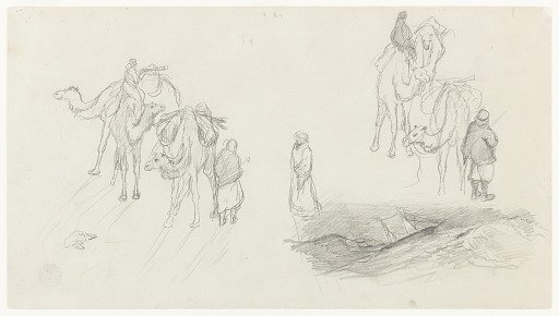 Camels and Riders with Storm-Tossed Ship