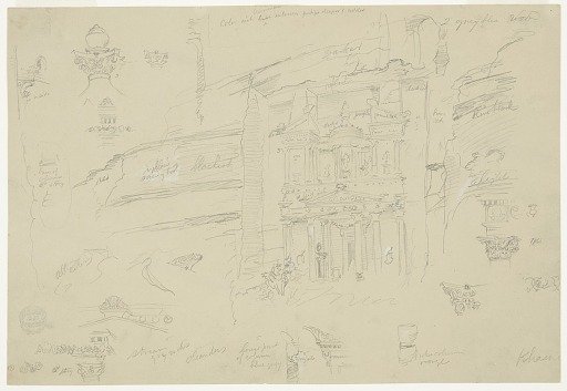 Architectural Sketches of El Khasné, Petra, Jordan